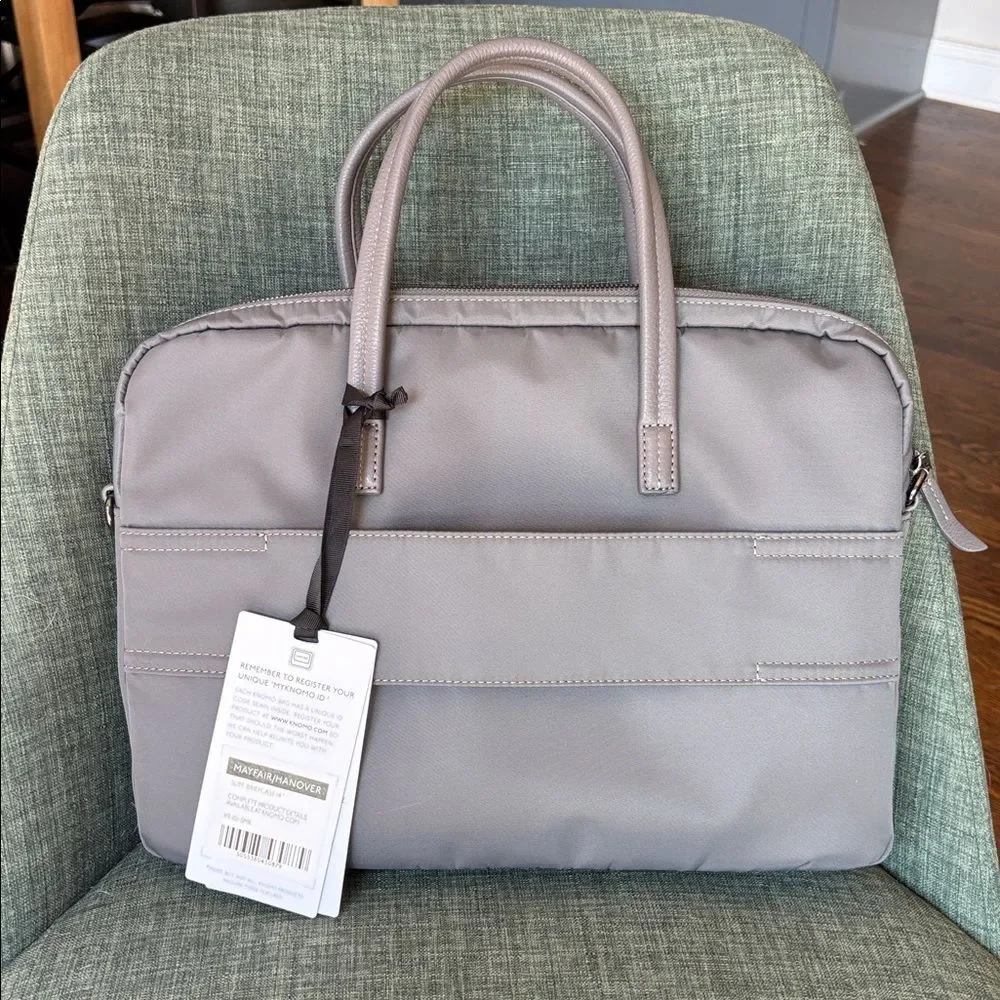 Knomo Maiyfair Hanover Gray 14” Laptop crossbody handle nylon Bag unisex NWT